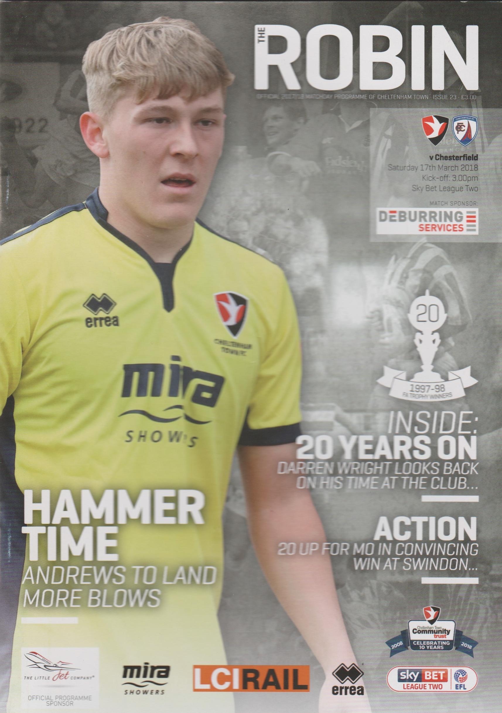 CHELTENHAM TOWN v CHESTERFIELD 2017/18